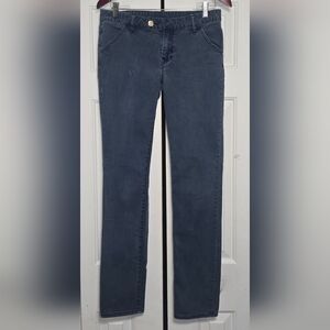 Tory Burch Super Skinny Jeans Size 28 Dark Wash Blue Denim Gold Logo Medallion